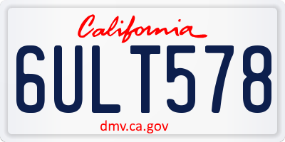 CA license plate 6ULT578