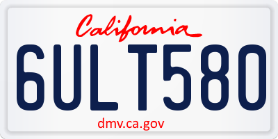 CA license plate 6ULT580