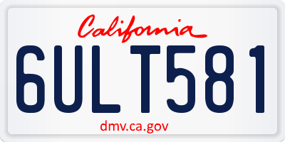 CA license plate 6ULT581
