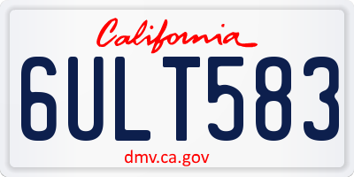 CA license plate 6ULT583