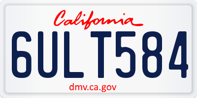 CA license plate 6ULT584