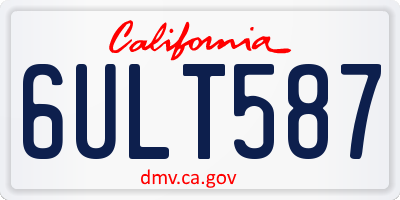 CA license plate 6ULT587