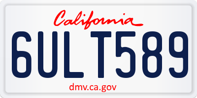 CA license plate 6ULT589
