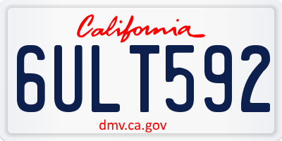 CA license plate 6ULT592