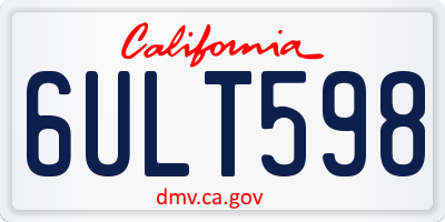 CA license plate 6ULT598