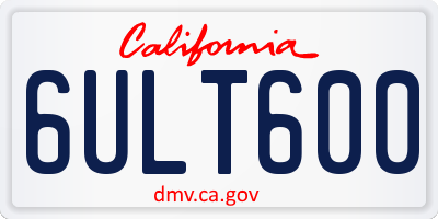 CA license plate 6ULT600