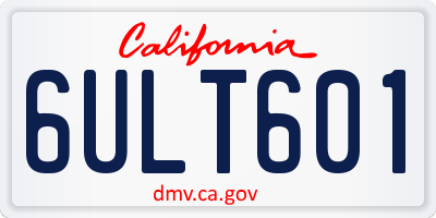 CA license plate 6ULT601