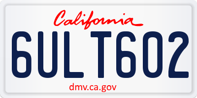 CA license plate 6ULT602