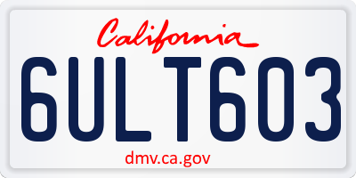 CA license plate 6ULT603