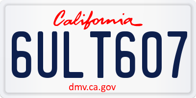 CA license plate 6ULT607
