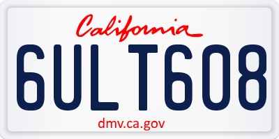 CA license plate 6ULT608