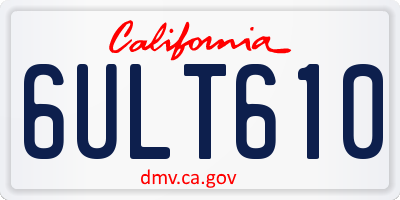 CA license plate 6ULT610