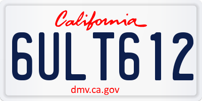 CA license plate 6ULT612