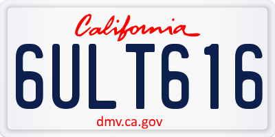CA license plate 6ULT616