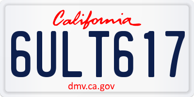 CA license plate 6ULT617