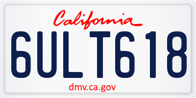 CA license plate 6ULT618