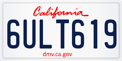CA license plate 6ULT619