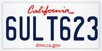 CA license plate 6ULT623