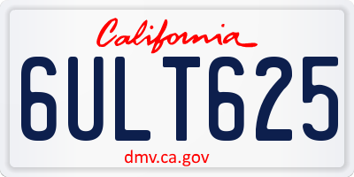 CA license plate 6ULT625