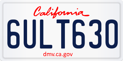 CA license plate 6ULT630