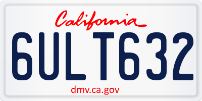 CA license plate 6ULT632