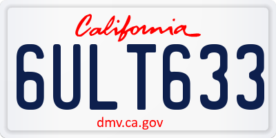 CA license plate 6ULT633