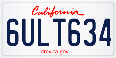 CA license plate 6ULT634