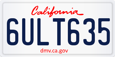 CA license plate 6ULT635
