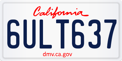 CA license plate 6ULT637