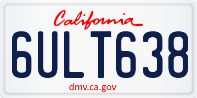 CA license plate 6ULT638