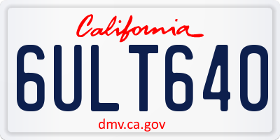 CA license plate 6ULT640