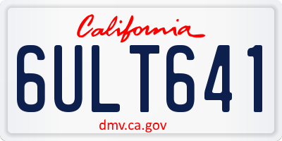 CA license plate 6ULT641