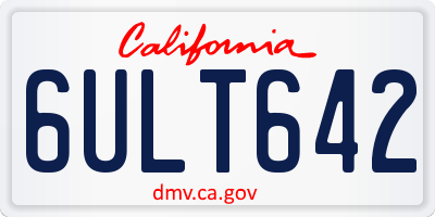 CA license plate 6ULT642