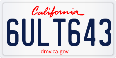 CA license plate 6ULT643