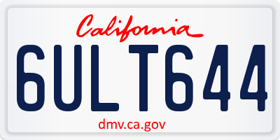 CA license plate 6ULT644
