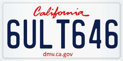 CA license plate 6ULT646