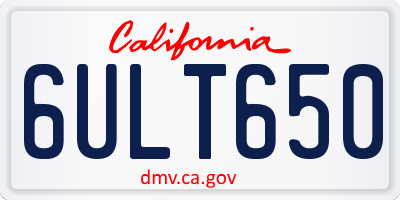 CA license plate 6ULT650