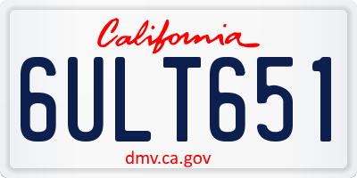 CA license plate 6ULT651