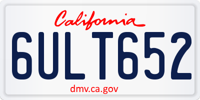 CA license plate 6ULT652