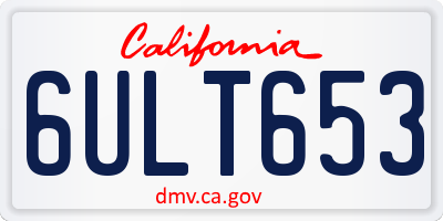 CA license plate 6ULT653