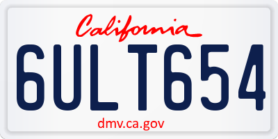 CA license plate 6ULT654