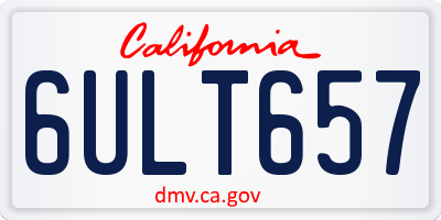 CA license plate 6ULT657