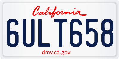 CA license plate 6ULT658