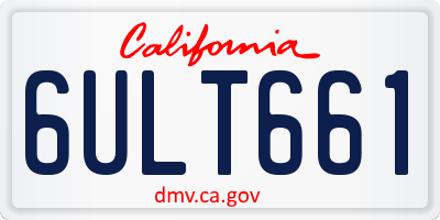CA license plate 6ULT661