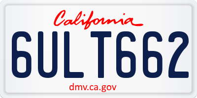 CA license plate 6ULT662