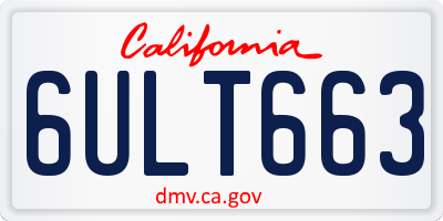 CA license plate 6ULT663