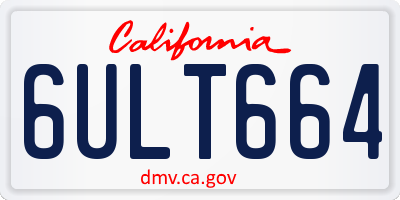 CA license plate 6ULT664