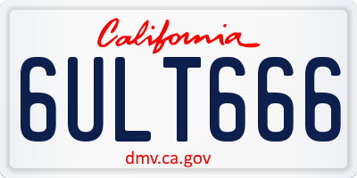 CA license plate 6ULT666