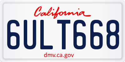 CA license plate 6ULT668