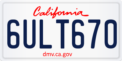 CA license plate 6ULT670